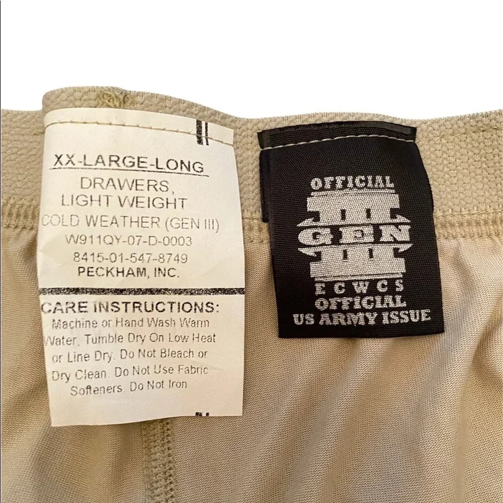 NWT Polartec Official Gen III US Army Long Underwear Tan Sz XXL Long